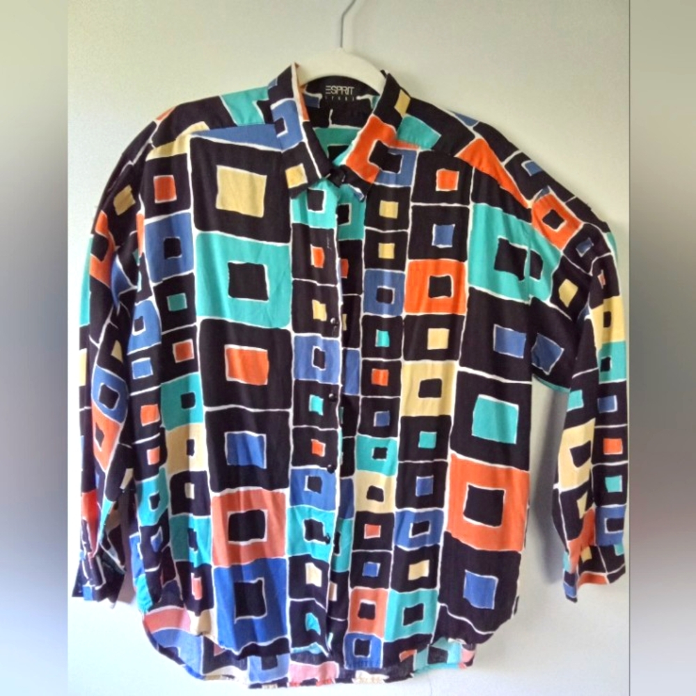 Vintage 1980s Esprit Sport Print Blouse